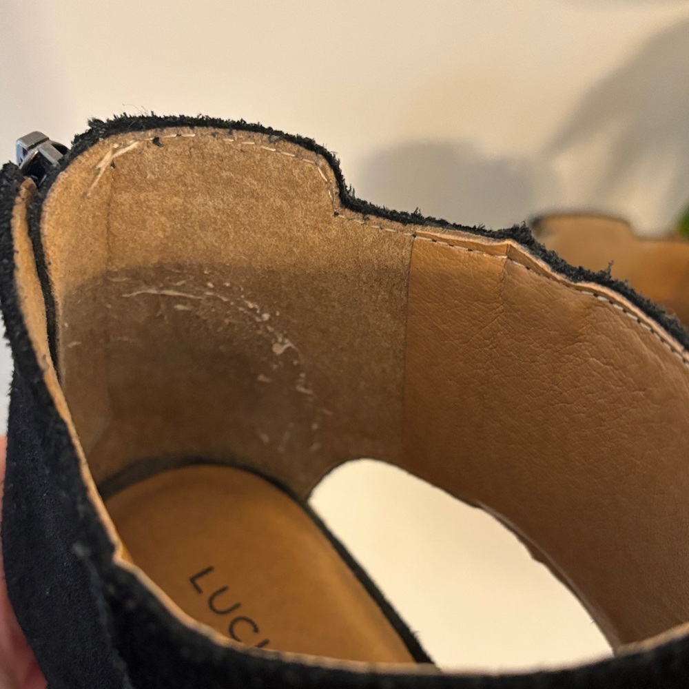 Lucky Brand Black Peep-Toe Ankle Booties - Picture 3 of 4